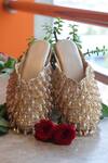 Foot Fuel_Gold Embellished Crystal Mule Heels _Online_at_Aza_Fashions
