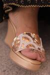 Buy_Foot Fuel_Gold Embroidery, Sequins Jaa Zardosi Embellished Wedges _Online_at_Aza_Fashions
