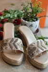 Buy_Foot Fuel_Gold Zari, Sequins Kabhi Zardosi And Embellished Wedges _Online_at_Aza_Fashions