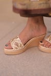 Shop_Foot Fuel_Gold Zari, Sequins Kabhi Zardosi And Embellished Wedges _Online_at_Aza_Fashions