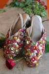 Foot Fuel_Multi Color Beads, Crystals, Sequins Knotted And Embellished Mules _Online_at_Aza_Fashions