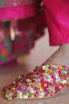 Shop_Foot Fuel_Multi Color Beads, Crystals, Sequins Knotted And Embellished Mules _Online_at_Aza_Fashions