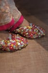 Shop_Foot Fuel_Multi Color Beads, Crystals, Sequins Knotted And Embellished Mules _at_Aza_Fashions