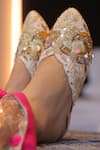 Foot Fuel_Gold Beads Sukhi Blossom Embellished Juttis _Online_at_Aza_Fashions