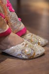 Foot Fuel_Gold Beads Sukhi Blossom Embellished Juttis _at_Aza_Fashions