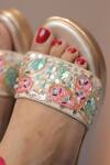 Shop_Foot Fuel_Multi Color Sequins, Beads, Cut Work Kab Miloge Bloom Embellished Wedges _at_Aza_Fashions