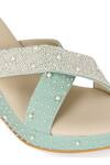 NR By Nidhi Rathi_Green Embellished Pearl Wedges_Online_at_Aza_Fashions