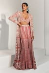 Buy_Ritika Mirchandani_Red Net Embroidered Geometric Jacket Open Rory And Sharara Set  _at_Aza_Fashions