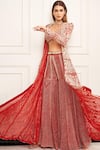 Shop_Ritika Mirchandani_Red Net Embroidered Geometric Jacket Open Rory And Sharara Set  _Online_at_Aza_Fashions