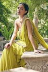 Paulmi and Harsh_Yellow Pre-draped Saree Georgette Embroidery Border With Corset Blouse _at_Aza_Fashions