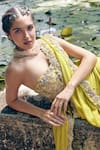 Paulmi and Harsh_Yellow Pre-draped Saree Georgette Embroidery Border With Corset Blouse _Online