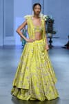 Paulmi and Harsh_Yellow Blouse And Jacket Chiniya Silk Printed Vintage Lehenga Set _at_Aza_Fashions