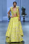 Paulmi and Harsh_Yellow Blouse Chiniya Silk Printed Vintage Embroidered And Lehenga Set  _Online_at_Aza_Fashions