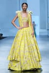 Buy_Paulmi and Harsh_Yellow Blouse Chiniya Silk Printed Vintage Embroidered And Lehenga Set  _Online_at_Aza_Fashions