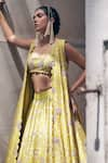 Buy_Paulmi and Harsh_Yellow Blouse Chiniya Silk Printed Vintage Embroidered And Lehenga Set  