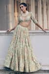 Buy_Paulmi and Harsh_Ivory Blouse And Lehenga Chiniya Silk Embroidered Bridal & Set  _at_Aza_Fashions