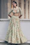 Shop_Paulmi and Harsh_Ivory Blouse And Lehenga Chiniya Silk Embroidered Bridal & Set  _at_Aza_Fashions