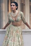 Buy_Paulmi and Harsh_Ivory Blouse And Lehenga Chiniya Silk Embroidered Bridal & Set  _Online_at_Aza_Fashions