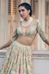 Shop_Paulmi and Harsh_Ivory Blouse And Lehenga Chiniya Silk Embroidered Bridal & Set  _Online_at_Aza_Fashions