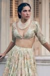 Buy_Paulmi and Harsh_Ivory Blouse And Lehenga Chiniya Silk Embroidered Bridal & Set  