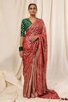 Buy_Masaba_Maroon Crepe Foil Print Saree _at_Aza_Fashions