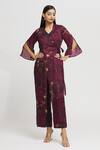 Buy_Whimsical By Shica_Magenta Organza, Satin Beads, Embroidery Floral Print Double-flap Jumpsuit _at_Aza_Fashions