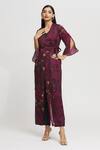 Buy_Whimsical By Shica_Magenta Organza, Satin Beads, Embroidery Floral Print Double-flap Jumpsuit _Online_at_Aza_Fashions