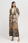 Buy_Whimsical By Shica_Black Organza, Satin Tassels, Embroidery Geometric Print Double-flap Jumpsuit _at_Aza_Fashions