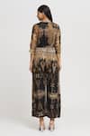 Shop_Whimsical By Shica_Black Organza, Satin Tassels, Embroidery Geometric Print Double-flap Jumpsuit _at_Aza_Fashions