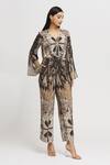 Buy_Whimsical By Shica_Black Crepe Embroidery V-neck Knotted Drape Jumpsuit _at_Aza_Fashions