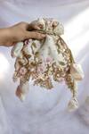 Shop_Soho Boho Studio By Aarti Thakur_White Embroidery, Pearls, Crystals Silk Floral Embellished Potli _Online_at_Aza_Fashions