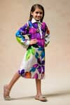 Buy_Thetaa_Wine Cupro Silk Iris Bloom Print Plumeria Shirt Dress _at_Aza_Fashions