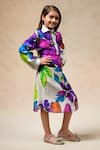 Thetaa_Wine Cupro Silk Iris Bloom Print Plumeria Shirt Dress _Online_at_Aza_Fashions