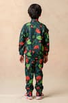 Shop_Thetaa_Green Scuba Flaming Lily Print Bomber Jacket With Joggers _at_Aza_Fashions