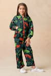 Buy_Momkidsfashion_Green Scuba Blazing Lily Print Bomber Jacket With Joggers _at_Aza_Fashions