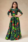 Buy_Thetaa_Green Cupro Silk Woodland Print Lehenga Blouse Set _at_Aza_Fashions