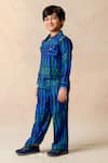 Buy_Thetaa_Blue Cupro Silk Algae Watercolor Striped Print Shacket With Pant _Online_at_Aza_Fashions