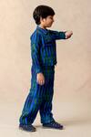 Shop_Thetaa_Blue Cupro Silk Algae Watercolor Striped Print Shacket With Pant _Online_at_Aza_Fashions