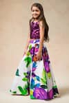 Buy_Momkidsfashion_Purple Pure Silk Blossom Print Bloom Lehenga Blouse Set _Online_at_Aza_Fashions