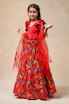 Buy_Momkidsfashion_Red Pure Silk Birdie Print Lehenga Blouse Set _Online_at_Aza_Fashions
