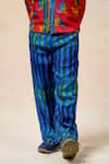 Buy_Momkidsfashion_Red Cupro Silk Chirpies Shacket With Algae Watercolor Striped Pant _Online_at_Aza_Fashions
