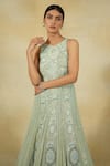 Shop_Megha Bansal_Green Chiffon Embroidered Pearl Mir Vrit Embellished Anarkali With Dupatta _Online_at_Aza_Fashions