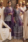 Buy_Megha Bansal_Purple Tulle Embroidered Pearl V-neck Luna Cutdana Kurta Sharara Set 