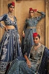 Megha Bansal_Blue Tulle Embroidered Neel Falguni Sequin Embellished Lehenga With Achkan Kurta _Online_at_Aza_Fashions