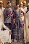 Buy_Megha Bansal_Purple Matka Silk Naazneen Cutdana Embellished Lehenga Petal Cut Set For Women_at_Aza_Fashions