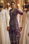 Shop_Megha Bansal_Purple Matka Silk Naazneen Cutdana Embellished Lehenga Petal Cut Set For Women_at_Aza_Fashions
