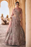 Megha Bansal_Green Tulle Hand Embroidery Flower Keya Aayat Bridal Lehenga Set  _Online_at_Aza_Fashions