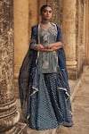 Buy_Megha Bansal_Blue Silk Organza Hand Embroidery Neel Lubina Kurta Sharara Set _at_Aza_Fashions