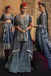 Buy_Megha Bansal_Blue Silk Organza Hand Embroidery Neel Lubina Kurta Sharara Set _Online_at_Aza_Fashions