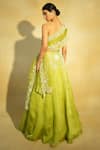 Shop_Megha Bansal_Green Satin Silk Organza Hand Tarini Placement Lehenga With Draped Blouse _Online_at_Aza_Fashions